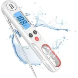 Digitales Fleischthermometer Mit Klappbarer Sofortmesssonde, Wasserdicht Und Ideal Zum Kochen, Braten, Backen, Kochen, Grillen Und Für Flüssigkeiten Beim Barbecue. Geeignet Für Rindfleisch (weiß).