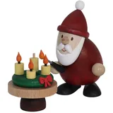 Holzfigur Weihnachtsmann mit Adventskranz Weihnachtsdekoration 6,5x9x5,5 cm
