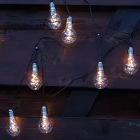 LED Solar Lichterkette GLOW - 10 transparente Gl√ohbirnen mit Drahtlichterkette - 2 Funkt. - L: 4,5m