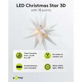 goobay LED-Weihnachtsstern 3D, Ø 56 cm, batteriebetrieben