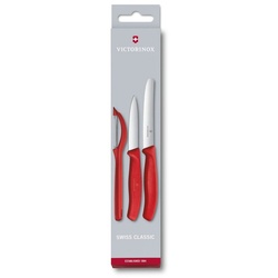 Victorinox Gemüsemesser Swiss Classic Gemüsemesser-Set mit Schäler, 3-teilig rot