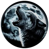 Speecheese Wolf im Mondschein Magnet rund Heulender Wolf Mystische