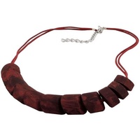 Gallay Perlenkette Schrägperle Kunststoff rot-schwarz-marmoriert Kordel dunkelrot 45cm (1-tlg) rot|schwarz