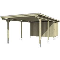 SKANHOLZ Carport »Emsland«, BxT: 404 x 846 cm, Firsthöhe: 242 cm, farbbehandelt - grau
