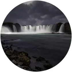 K&L Wall Art Vliestapete »Runde Vliestapete«, Cuadrado Gods of Water Wasserfall, mehrfarbig, matt - bunt