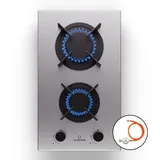 Goldflame Gaskochfeld 2-flammig Messing-Brenner Edelstahl