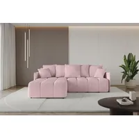 ALTDECOR Ecksofa mit Schlaffunktion und Bettkasten LONLI-L 251x189x68 Rosa - Corner Sofa Bett Eckcouch Couch L-Form Schlafcouch Ausziehbar Wohnland... - Rosa