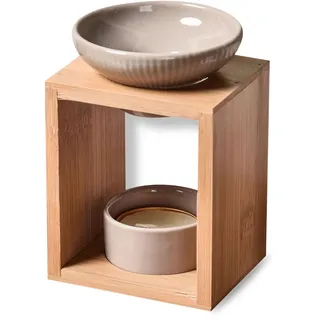 Zen Arôme Zen'Arôme - Duftlampe Birdy Schwarz - Duftwachs-Brenner - Diffuser für Ätherische Öle und Raumdüfte - Kerzenhalter Aromatherapie - Dekorativer Teelichthalter aus Holz und Keramik - Höhe: 16,5 cm