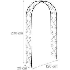 Relaxdays Rosenbogen 230 x 120 x 39 cm Schwarz