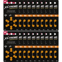 XX-Treme Longlife Extra Hörgerätebatterien Typ 13-120 Stück Hörgeräte Batterien konzipiert für höchste Leistung - Pack mit 20 Blistern à 6 Hörgerätebatterien – PR48 Farbcode orange 1,45 Volt