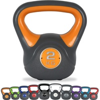 MSPORTS Kettlebell 2 – 20 kg inkl. Übungsposter Kugelhantel (2 Kg - Gelb)