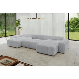 altdecor Ecksofa Cord 6-Sitzer Grau