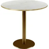 Runder Tisch Ø 70 cm Rom Bistro aus durchscheinendem Marmor - Weiß