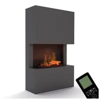 GLOW FIRE Elektrokamin Tucholsky 3 Sided Wasserdampf Kamin, Elektrischer Kamin, Wasserdampfkamin mit 3D Feuer und Knisterfunktion grau