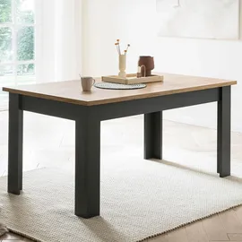 Lomadox Landhausstil Esstisch CESENA-61 in anthrazit mit Wotan Eiche Nb., B/H/T ca. 160/76/90 cm - Grau