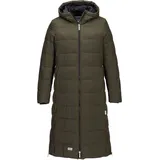 Blue Wave Damen Steppmantel Kaike mit verstellbarer Kapuze - Lange Steppjacke mit Innenfutter in Oliv Größe 38 - 38