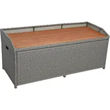Estexo Polyrattan Gartenbank mit Auflagenbox Rattan Kissentruhe Bank Grau-Mix