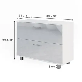 Vicco Waschbeckenunterschrank Ilias 80,2 x 60,8 x 44,2 cm Weiß Hochglanz