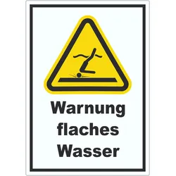 Aufkleber Warnung flaches Wasser A6 (105x148mm)