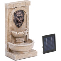 Hillvert Solar Gartenbrunnen - 2 Ebenen mit speiendem Löwenkopf - LED-Beleuchtung