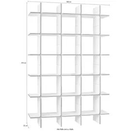 Tojo "solo Modul 6", weiß, B:140cm T:32cm, MDF, Regale, Standregal, Breite/Höhe: cm
