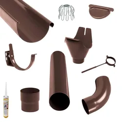 Stahl Dachrinnen Sparpaket 10 m | Ø 125/100 mm | Farbe Braun