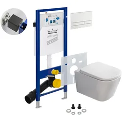 Kronenbach Cube Wand-WC kompakt, spülrandlos Komplettset, Badkeramik, weiß