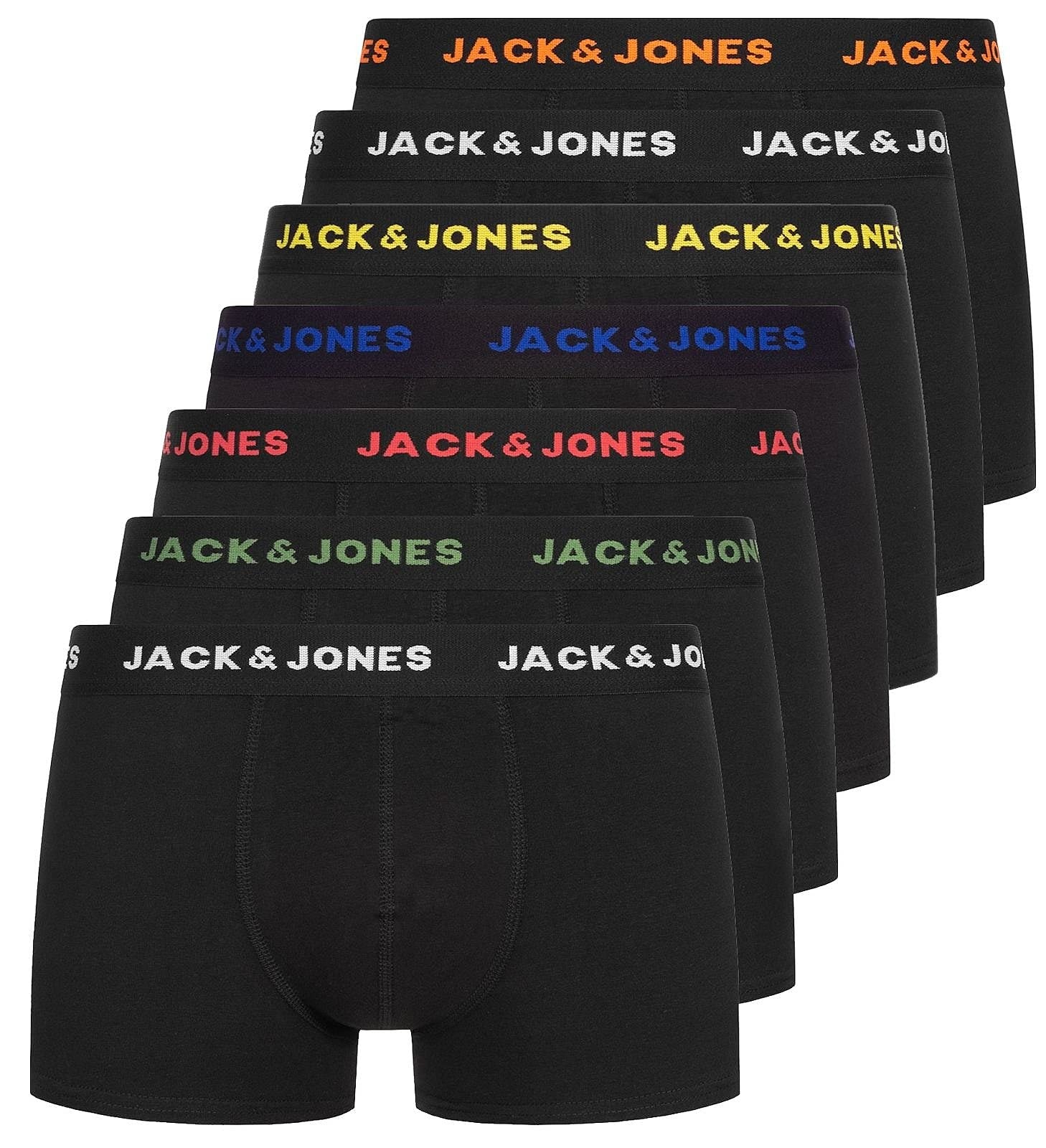 JACK & JONES Herren JACBASIC Trunks 7 Pack NOOS 12165587, Black/Black - Black - Black -, S