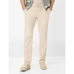 Chinohose EUREX BY BRAX "Style Flatfronthose", Herren, Gr. 56, Normalgrößen, beige (ecru), 50% Leinen, 32% Polyester, 16% Viskose, 2% Elasthan, Hosen