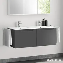 Evineo ineo5 Unterschrank B: 120 cm, 2 Auszüge, mit Griffmulde, für evineo ineo Doppelwaschtisch,, BE0308AN,