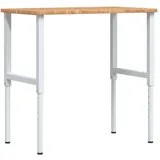 vidaXL Werkbank Hellbraun 100x60x(71,5-98) cm Massivholz Eiche