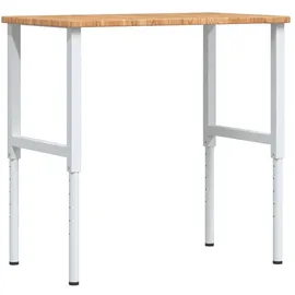 vidaXL Werkbank Hellbraun 100x60x(71,5-98) cm Massivholz Eiche
