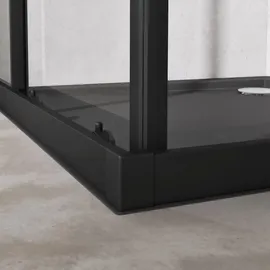 doporro Ravenna16L Eckdusche mit Schiebetür 80 x 140 cm schwarz Klarglas inkl. Duschwanne