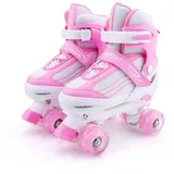 Rollschuhe für Jungen Verstellbare Kinder-Rollschuhe mit leuchtenden Rädern, lustig Leuchtend für Jungen Mädchen, Rollschuhe für Kinder (White pink, Medium (32-36 EU))