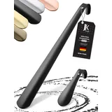 JK Trade® 2er Set STABILE Edelstahl Schuhlöffel | 15 & 42cm | Schuhanzieher Edelstahl Kurz & Lang | Schnell & Einfach | ideale Länge & Breite |Shoe horn | Business Aufhängbar (Schwarz) - 15cm & 42cm