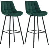 CLP 2er Set Barhocker Dartford grün/Samt