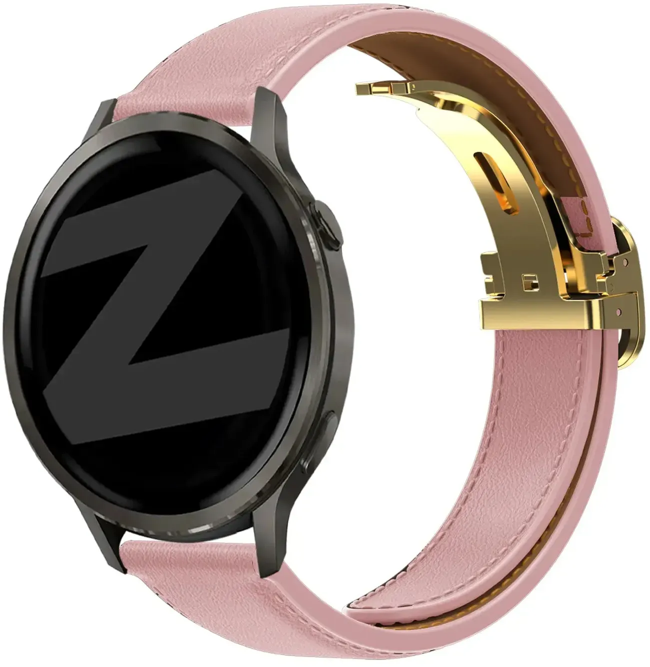 Bandz Actyve Smartwatch 20mm Armband Leder 'D-Type' für Actyve Smartwatch 20mm - Rosa - Schnallenverschluss