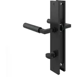 MS Beschläge Türbeschlag Langschild Türdrücker Schwarz matt Schildgarnitur Baustil Wc Din Norm)