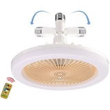 Eteslot Ventilator e27, Ventilator für lampenfassung, glühbirne mit Ventilator, deckenventilator e27 deckenventilator mit Beleuchtung und Fernbedienung leise, Ceiling Fans with LED Lights