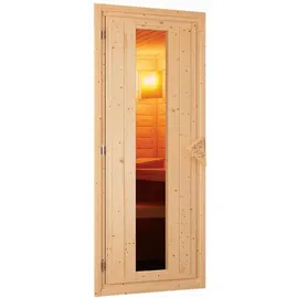 Karibu Sauna Bodin mit Fronteinstieg 68 mm-Ohne Ofen-ohne Dachkranz- Energiesparende Saunatür
