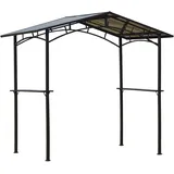 Outsunny Gartenpavillon 2,5 x 1,5 m - Grillhütte - 2 Regale - Grilldach - schwarzes Metall Polycarbonatdach