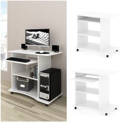 VICCO Computertisch HARM Tisch Bürotisch Laptoptisch Büro Schreibtisch rollbar Weiß