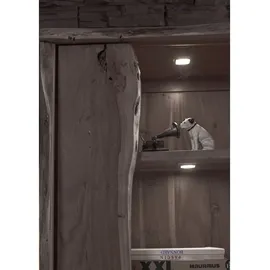 Massivmoebel24 Vitrine Akazie 81x45x204 grau lackiert PURE ACACIA #406