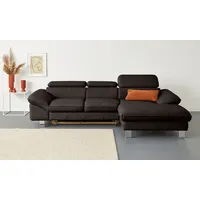 Ecksofa COTTA "Driver L-Form", braun, B:268cm H:73cm T:169cm, LEDER BEEFY (ein abgedecktes Spalt-Rindsleder) im Sitz und Rücken (Korpus in Kunstleder);Luxus-Kunstleder;Kunstleder SOFTLUX;Leder Pampas (echtes Rindsleder), Rückseite mit schwarzem Spannstoff bezogen, Sofas, Ecksofa, mit Kopfteilverstellung, wahlweise mit Bettfunktion & Bettkasten