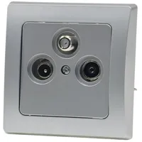 ChiliTec Delphi Antennendose TV+Radio+Sat inkl. Rahmen UP Silber