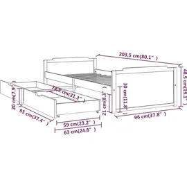 vidaXL Massivholzbett 90 x 200 cm Weiß