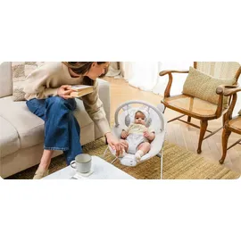 MOMI GLOSSY Babywippe für Babys bis 9 kg, 3-Punkt-Sicherheitsgurt, Metallgestell mit Antirutsch-Füßchen, Gewicht 1,7 kg, Abmessungen 58 x 49 x 53 cm, sensorisches Modul für Kinderförderung
