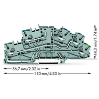 WAGO 2003-6640 Installationsetagenklemme 5.20mm Zugfeder Belegung: N, L, PE Grau 50St.