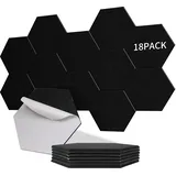 Sonuvia 18 Stück Hexagon Akustikplatten selbstklebend, Schallschutz & Schalldämmung für Wände & Türen – 230kg/m3, NRC 0.95, 100% Polyester, Ideal für Schallschutz Wand, Schwarz