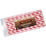 Party & Paper Solutions Papier-Trinkhalme, rot und weiß gestreift, biologisch abbaubar, umweltfreundlich, ca. 20 cm, 50 Stück